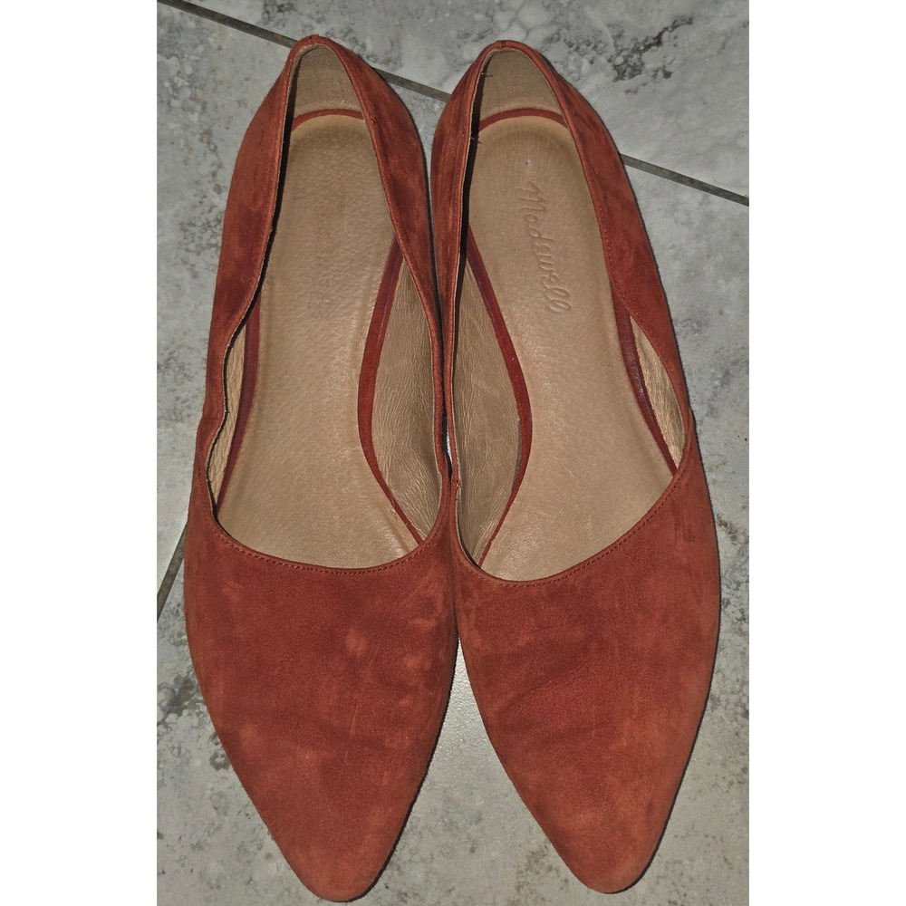 Madewell The Lizbeth Flats Burnt Orange Rust Suede Pointed Toe Shoes Sz 10
